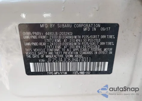 2018 Subaru Forester 2.5I Limited из США, поврежденный, VIN JF2SJAJC8JH477011